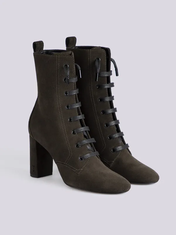 картинка Замшевые ботильоны SAINT LAURENT магазин PodiumRed являющийся официальным дистрибьютором в России_2